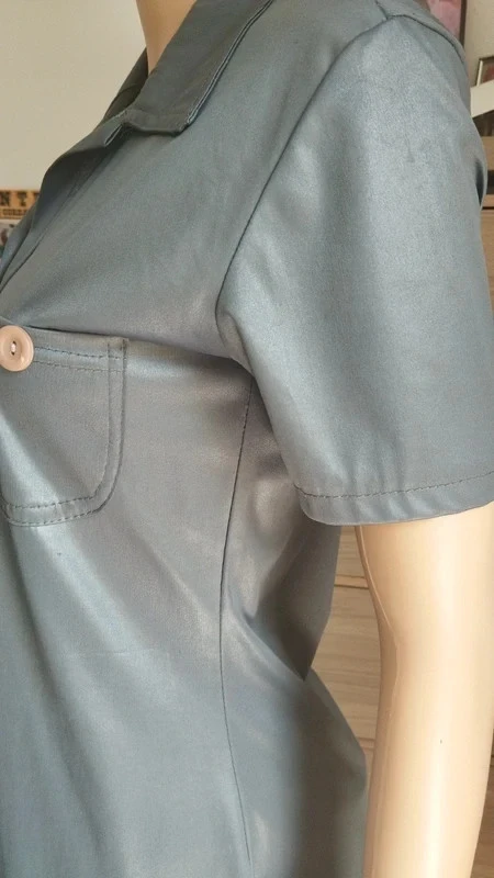 Women's grey overshirt – Short sleeves – Vintage style – One size (see measurements) – photo 6